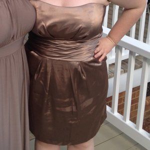 David's Bridal Strapless Charmeuse Bridesmaid Dress Size 16, with pockets!